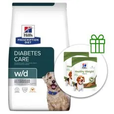 Hill's Prescription Diet w/d Udržen&iacute; hmotnosti a p&eacute;če při cukrovce pro psy 10 kg + 2x pamlsky ZDARMA