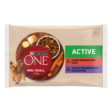 Purina ONE MINI Dog Active kapsičky pro psy hověz&iacute;, kachna ve &scaron;ť&aacute;vě 4x85 g