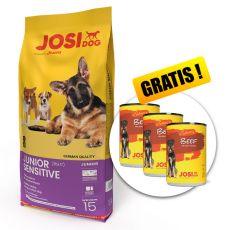 JOSIDOG Junior Sensitive 15 kg + 3 konzervy ZDARMA